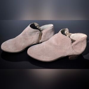 Scalloped Edge Taupe Ankle Boots